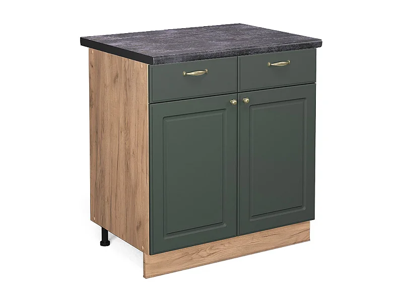 Mueble bajo de cocina verde dorado casa de campo 80x60x82 fame-line