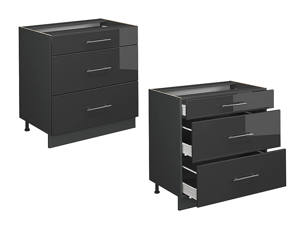 Meuble cuisine anthracite haute brillance 80x51.6x82 fame-line