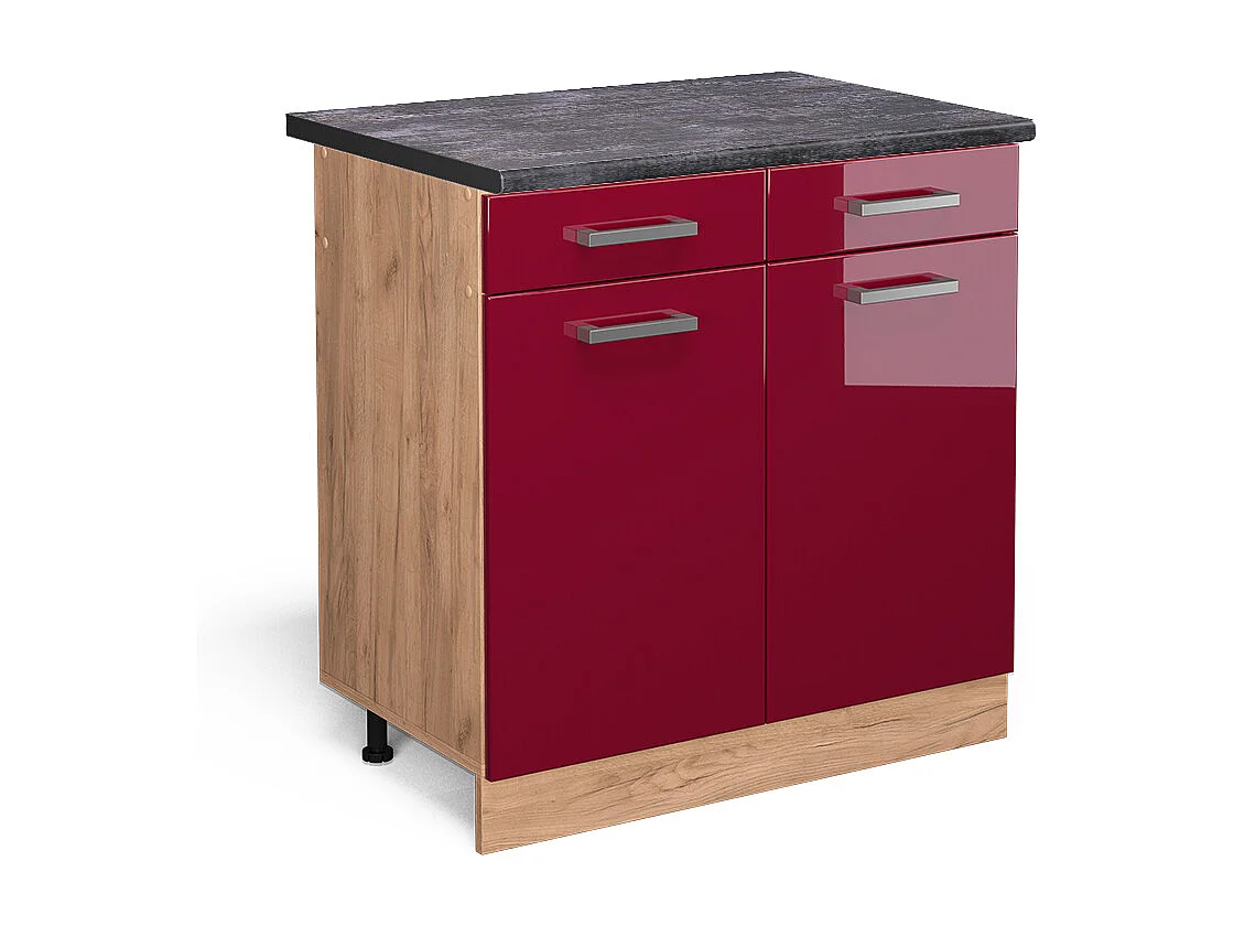 Mueble bajo de cocina rojo de alto brillo 80x60x81.6 r-line