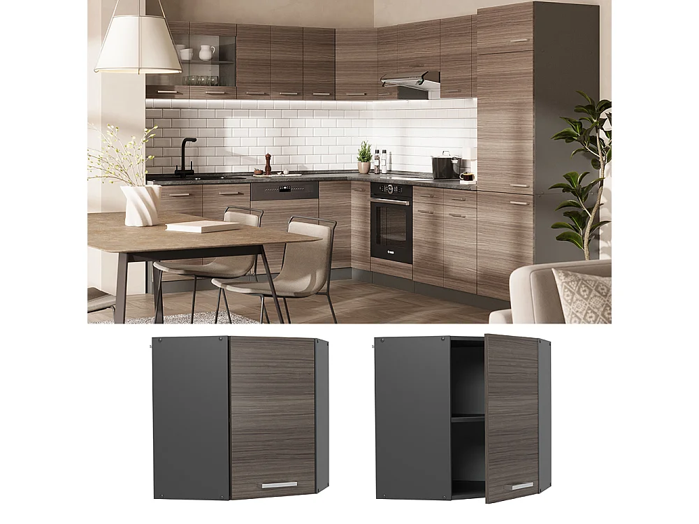 Armario colgante de esquina gris noble 57x34.1x60 r-line