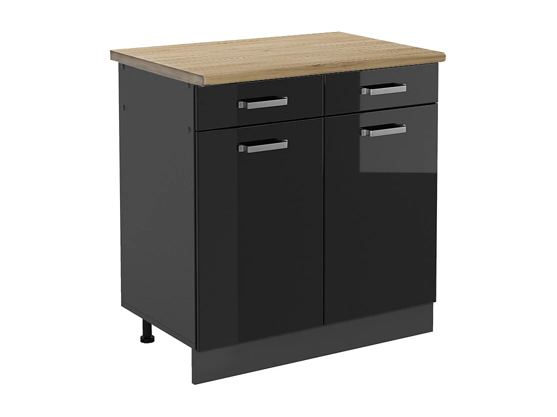 Mueble bajo de cocina negro brillo intenso 80x60x81.6 r-line