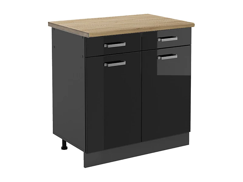 Meuble cuisine noir haute brillance 80x60x81.6 r-line