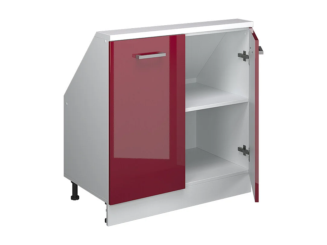 Armario de cocina para techo inclinado rojo brillo intenso/blanco 80x46x81.6 r-line