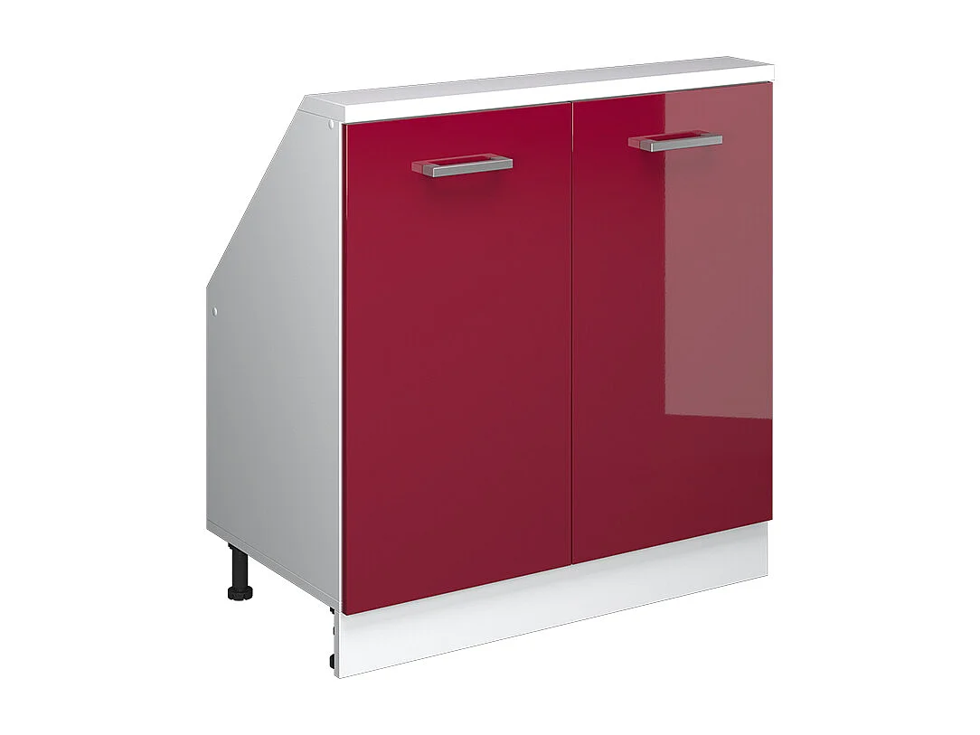 Meuble sous pente rouge brillant/blanc 80x46x81.6 r-line