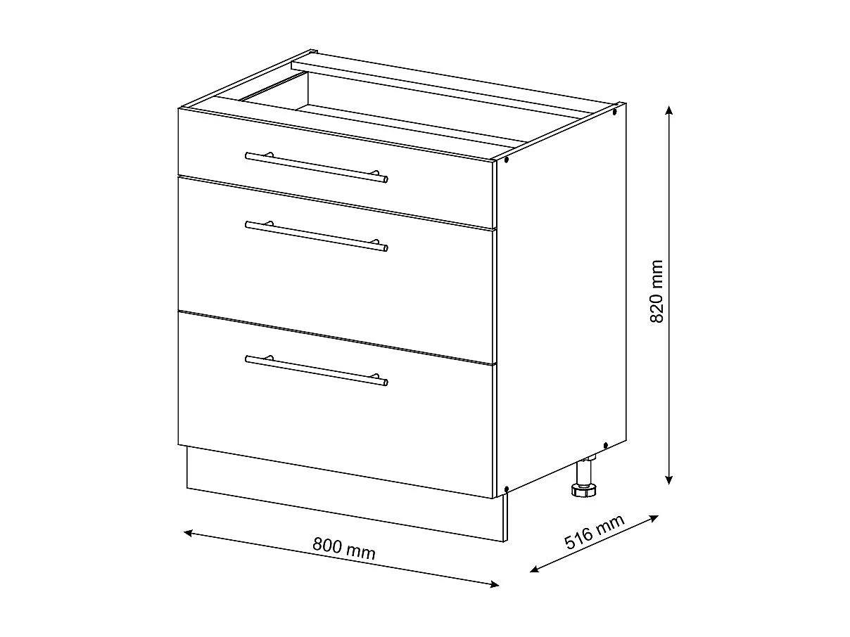 Küchenunterschrank bordeaux hochglanz 80x51.6x82 fame-line