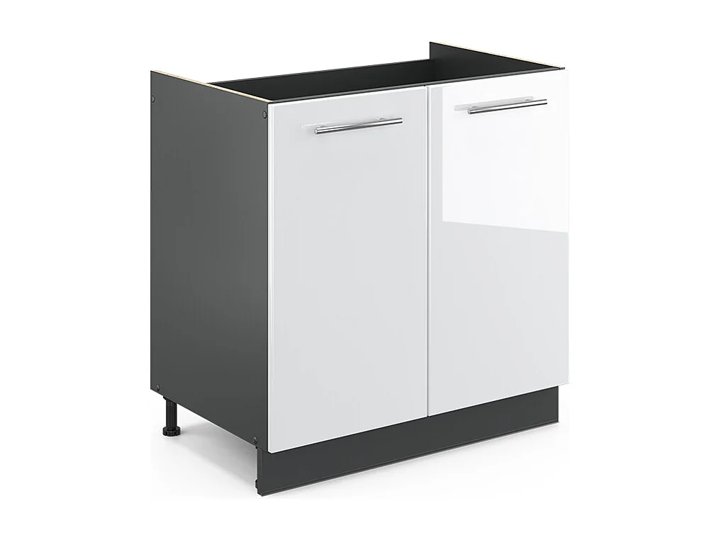 Meuble bas sous-évier blanc haute brillance 80x51.6x82 fame-line