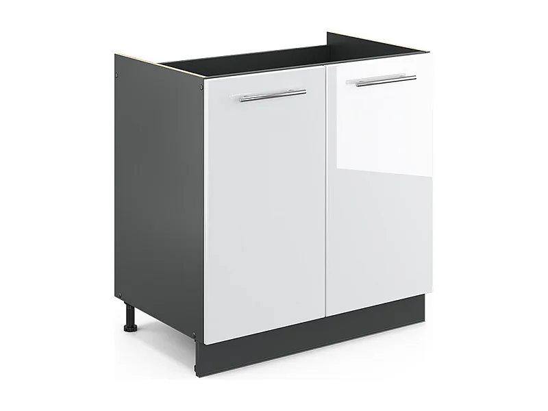 Meuble bas sous-évier blanc haute brillance 80x51.6x82 fame-line