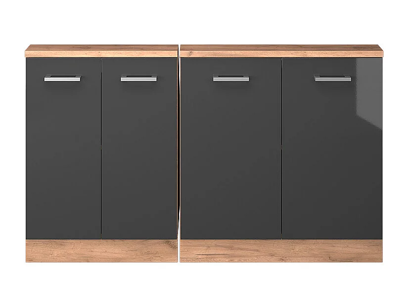 Køkkenskab til skrå væg antracit højglans 140x46x81.6 r-line