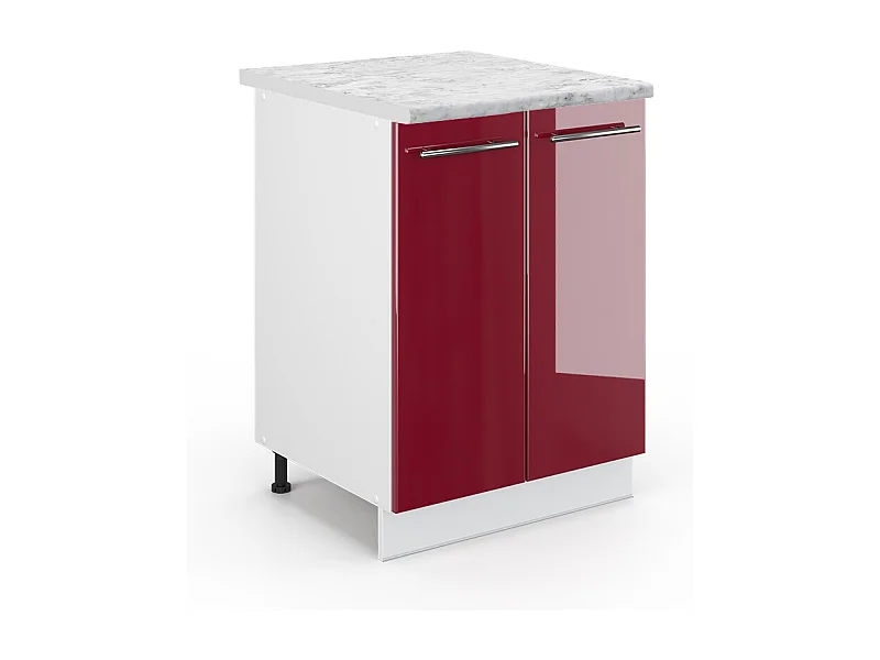 Mobiletto base cucina rosso bordeaux lucido 60x60x82 fame-line
