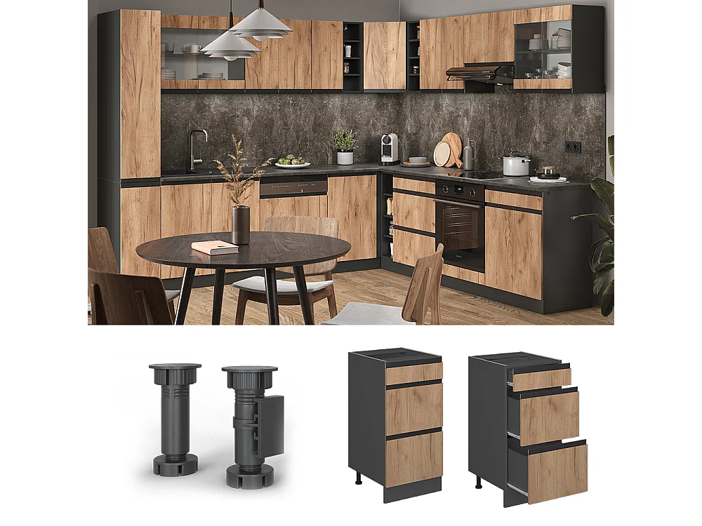 Meuble cuisine chêne de force doré 40x46x81.6 r-line