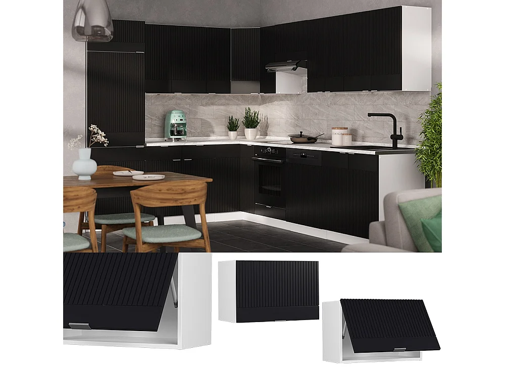 Wall cabinet black striped 60x34.1x40 fame-line