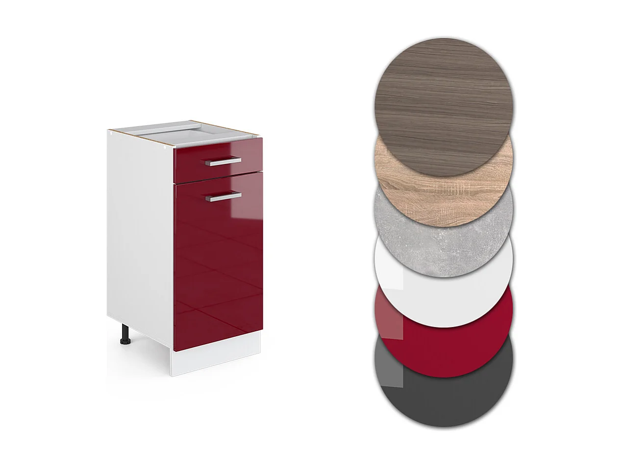 Mueble bajo de cocina rojo de alto brillo 40x60x81.6 r-line