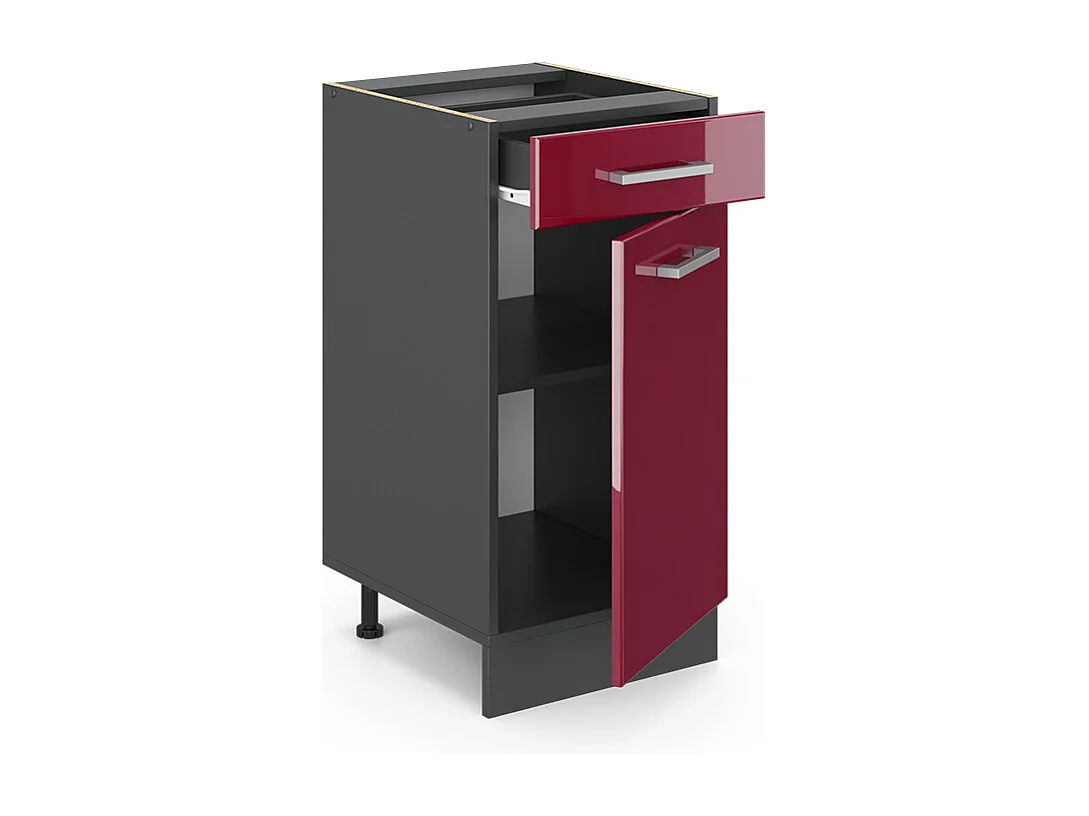 Mobiletto base per cucina rosso lucido 40x60x81.6 r-line
