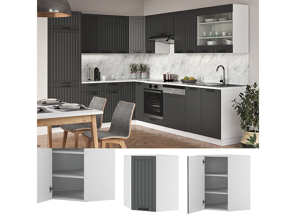 Armario colgante de esquina antracita casa de campo 57x34.1x72 fame-line