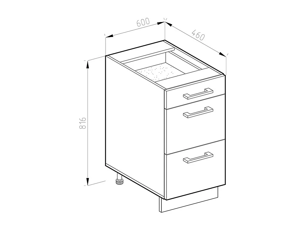 Keukenonderkast beton 60x60x81.6 r-line