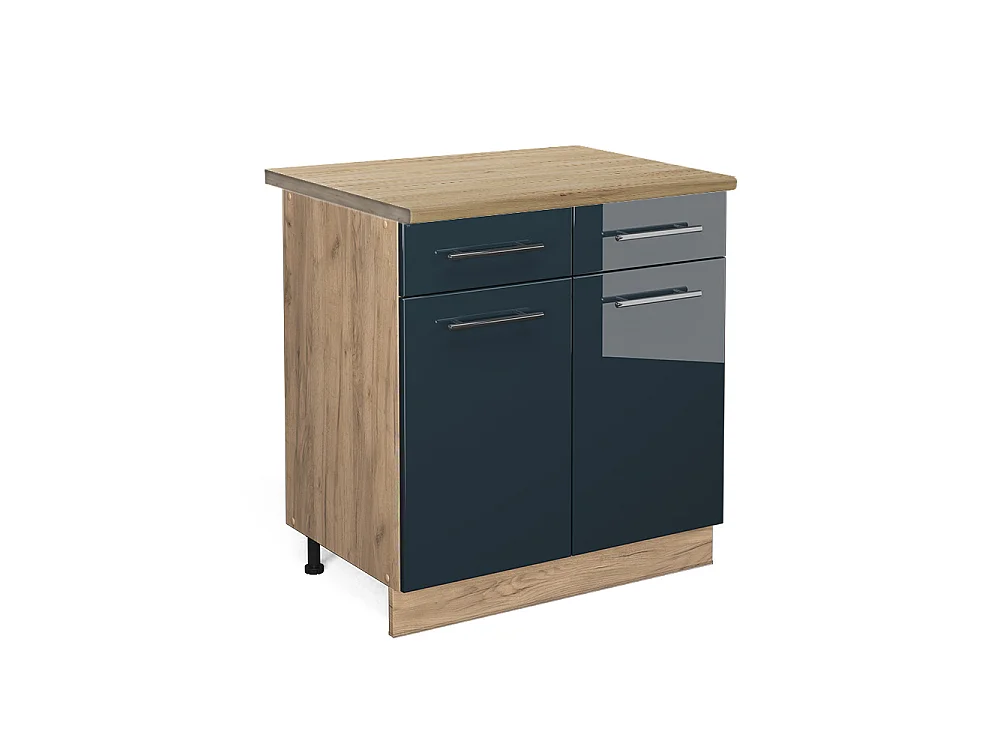 Meuble cuisine bleu foncé brillant 80x60x82 fame-line