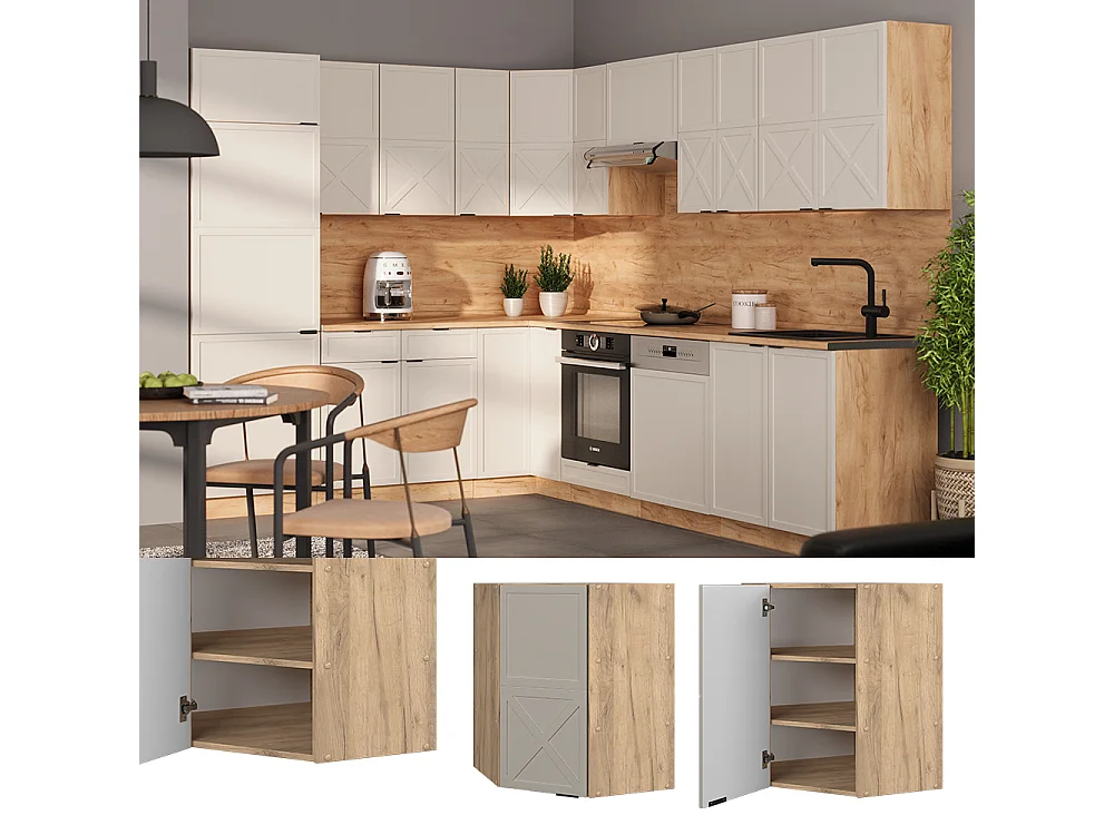 Hoek hangkast grijsbeige 57x34.1x72 fame-line