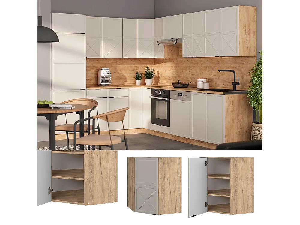 Mobile angolare da cucina grigiobeige 57x34.1x72 fame-line