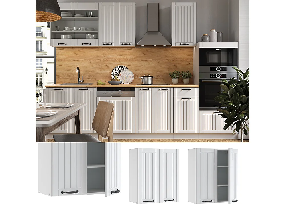 Elément haut de cuisine blanc campagne 60x34.1x72 fame-line