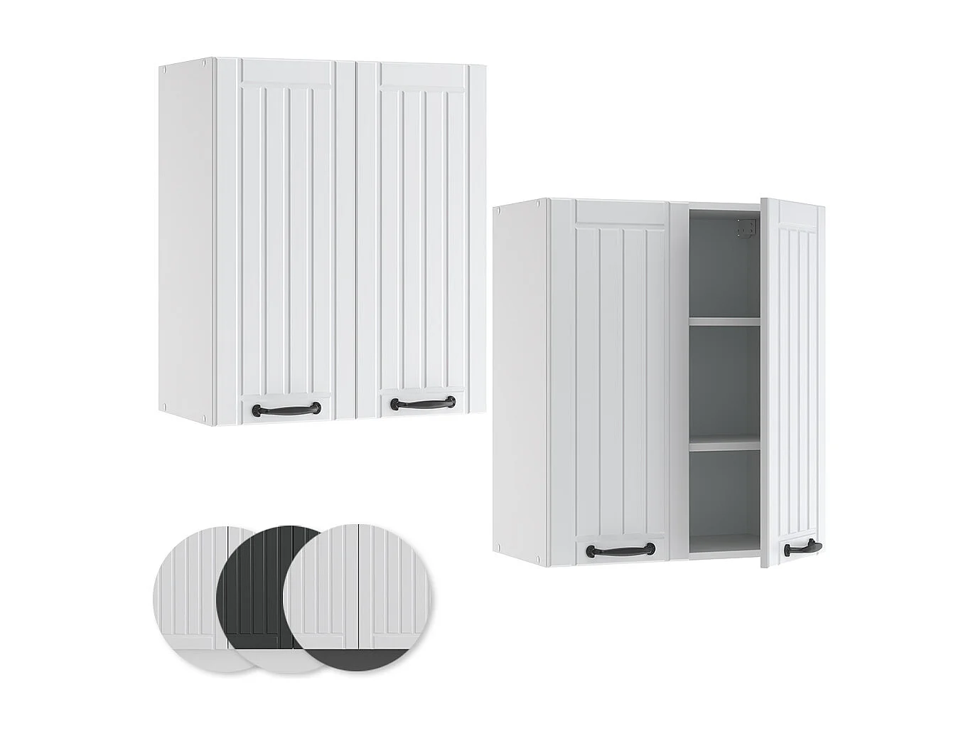 Elément haut de cuisine blanc campagne 60x34.1x72 fame-line