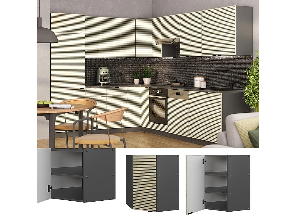 Corner wall cabinet oak panel 57x34.1x72 fame-line