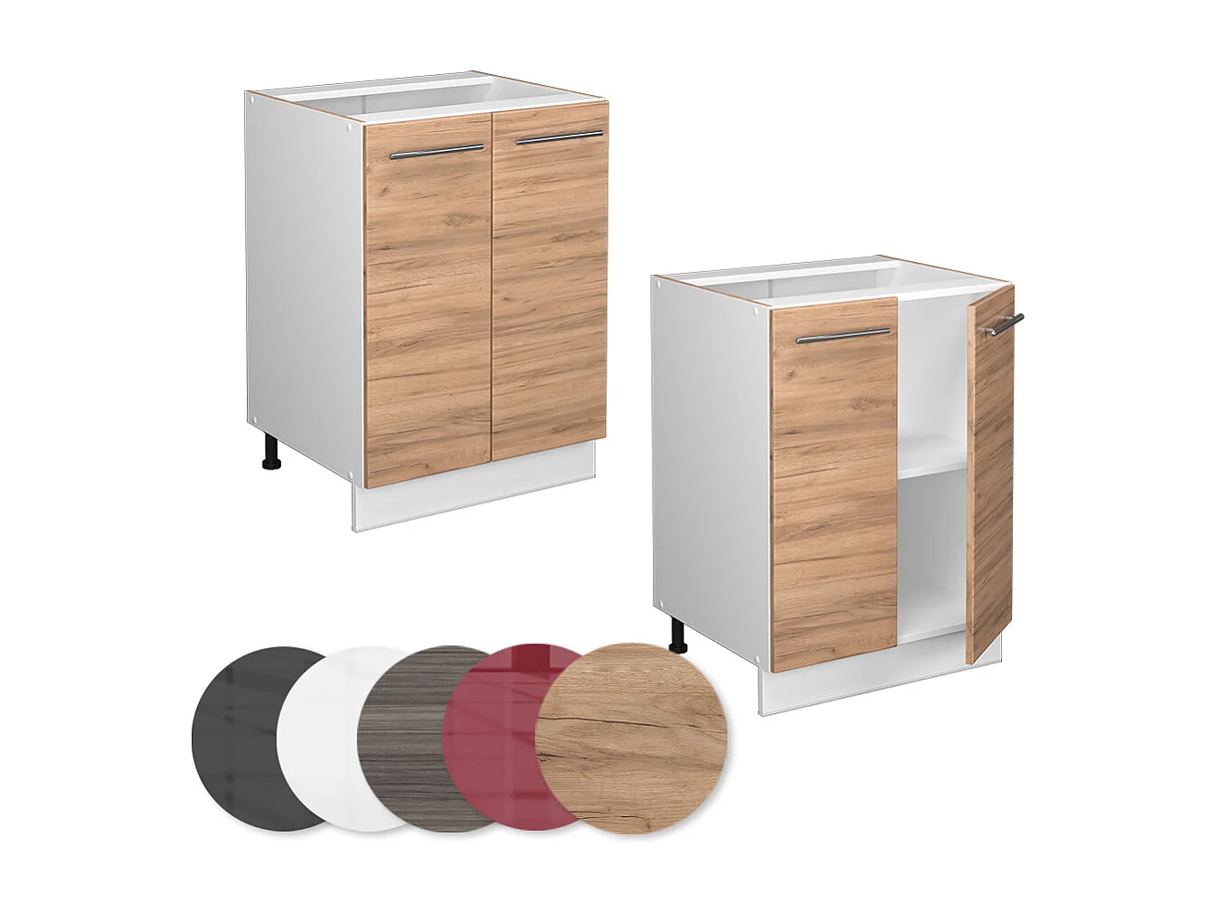 Meuble bas de cuisine chêne de force doré 60x60x82 fame-line