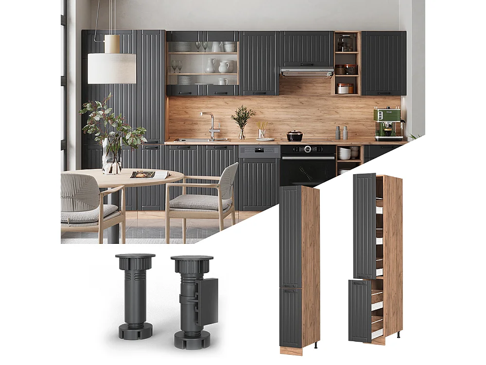 Meuble haute de cuisine gris foncé 30x58x206.8 fame-line