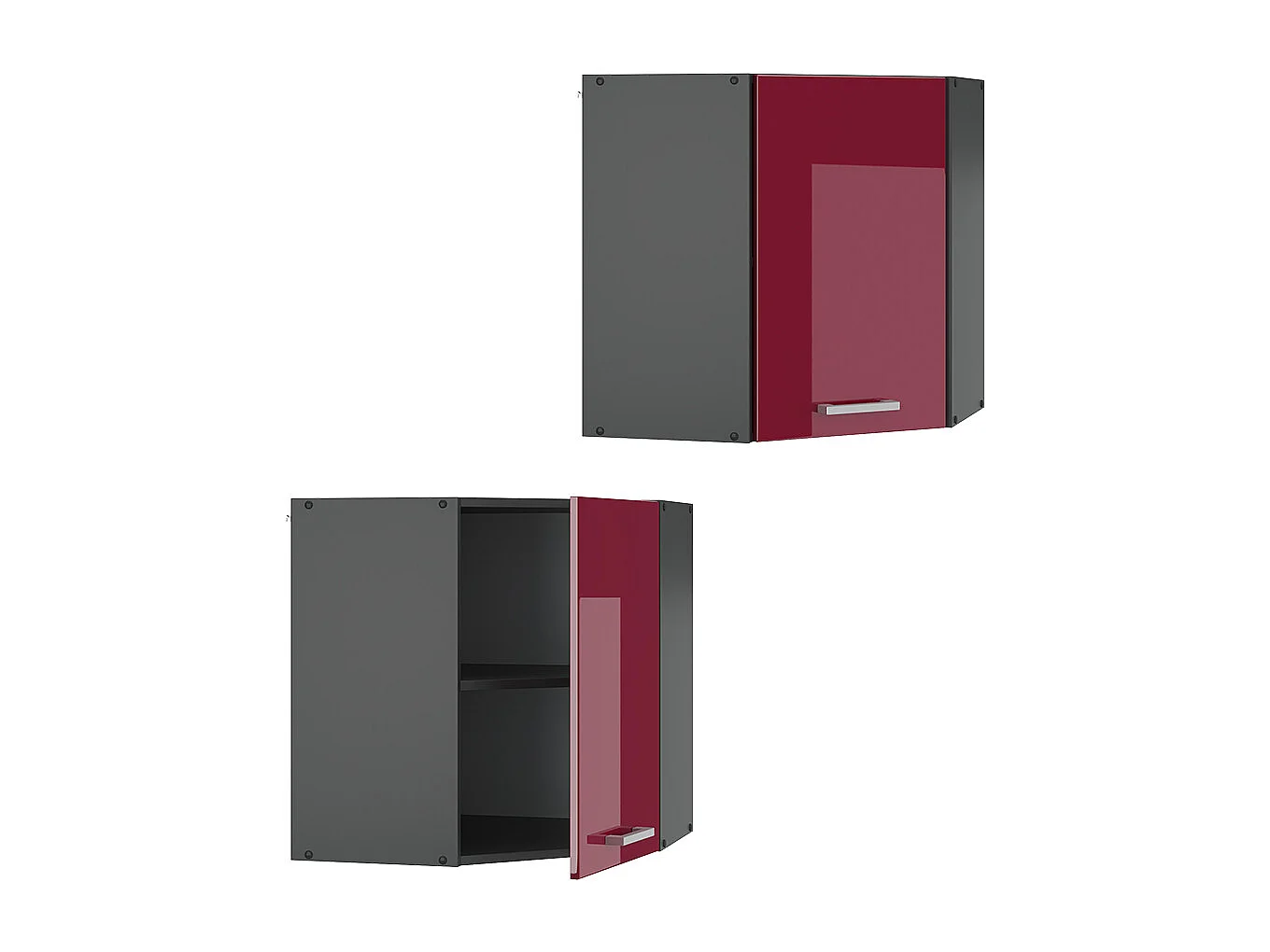 Armario colgante de esquina rojo de alto brillo 57x34.1x60 r-line