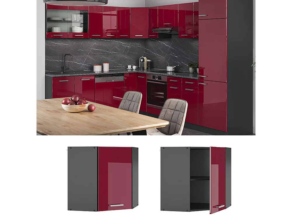Elément haut de cuisine rouge brillant 57x34.1x60 r-line