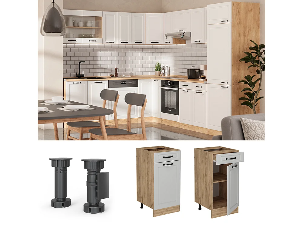 Mobiletto base per cucina bianco casa di campagna 40x60x81.6 r-line