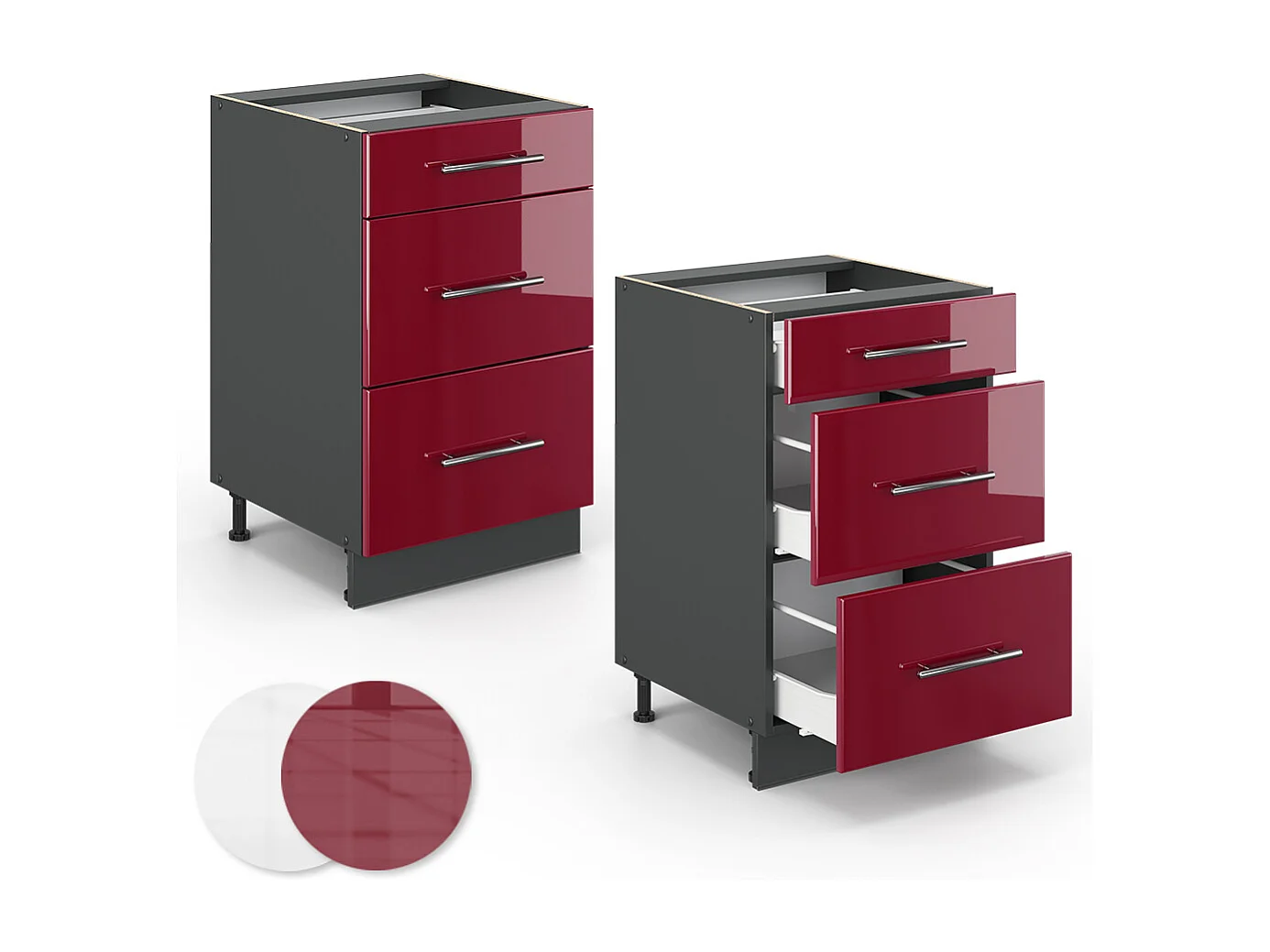 Küchenunterschrank bordeaux hochglanz 50x51.6x82 fame-line