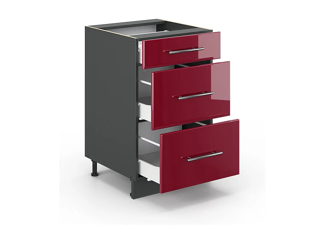 Meuble cuisine rouge bordeaux haute brillance 50x51.6x82 fame-line