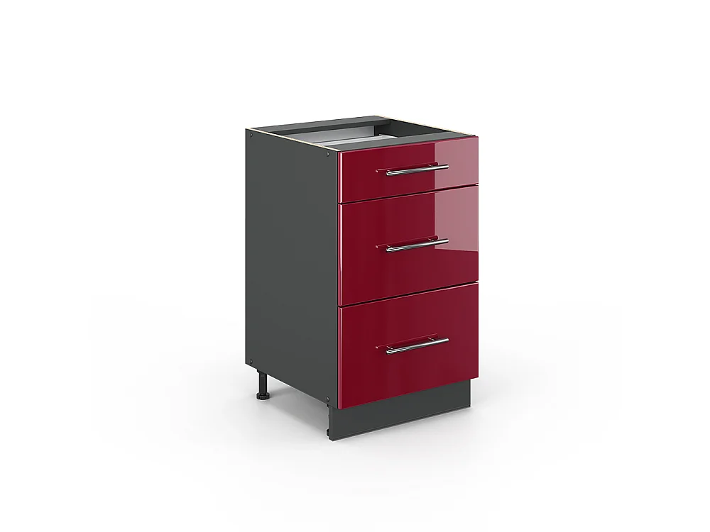 Meuble cuisine rouge bordeaux haute brillance 50x51.6x82 fame-line