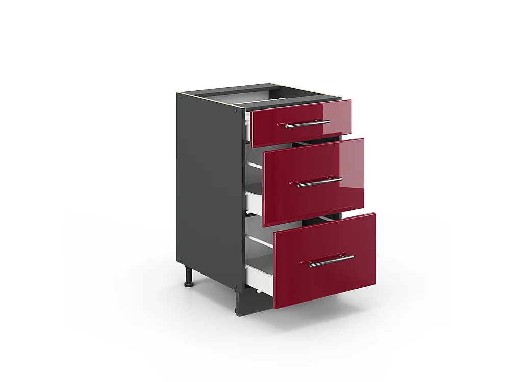 Meuble cuisine rouge bordeaux haute brillance 50x51.6x82 fame-line
