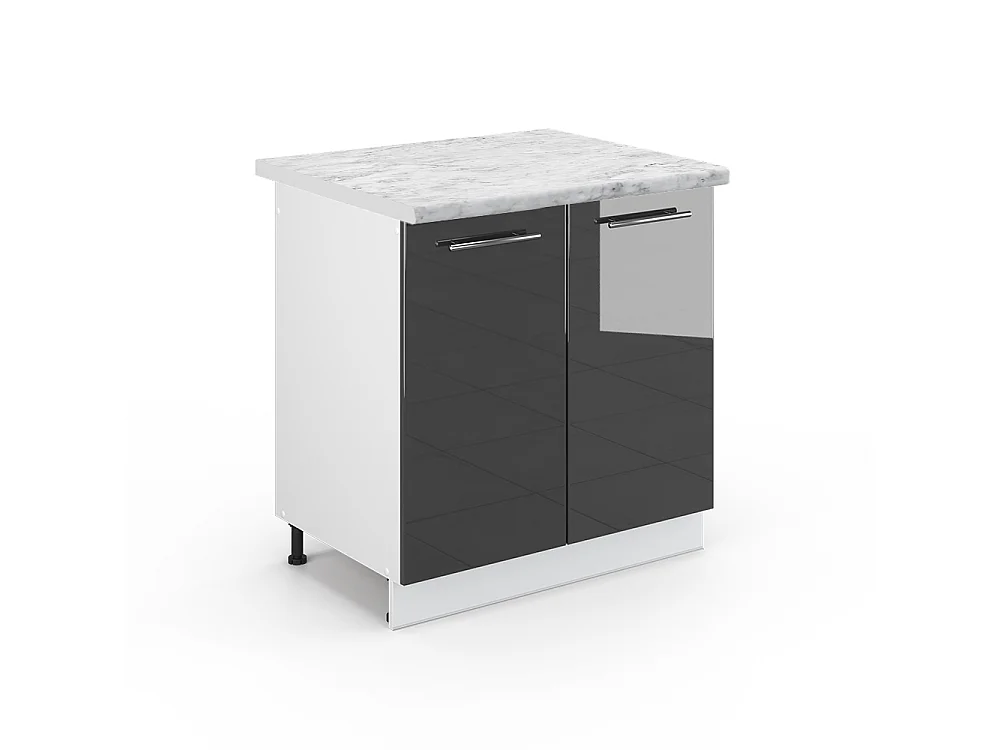 Meuble bas sous-évier anthracite haute brillance 80x60x82 fame-line