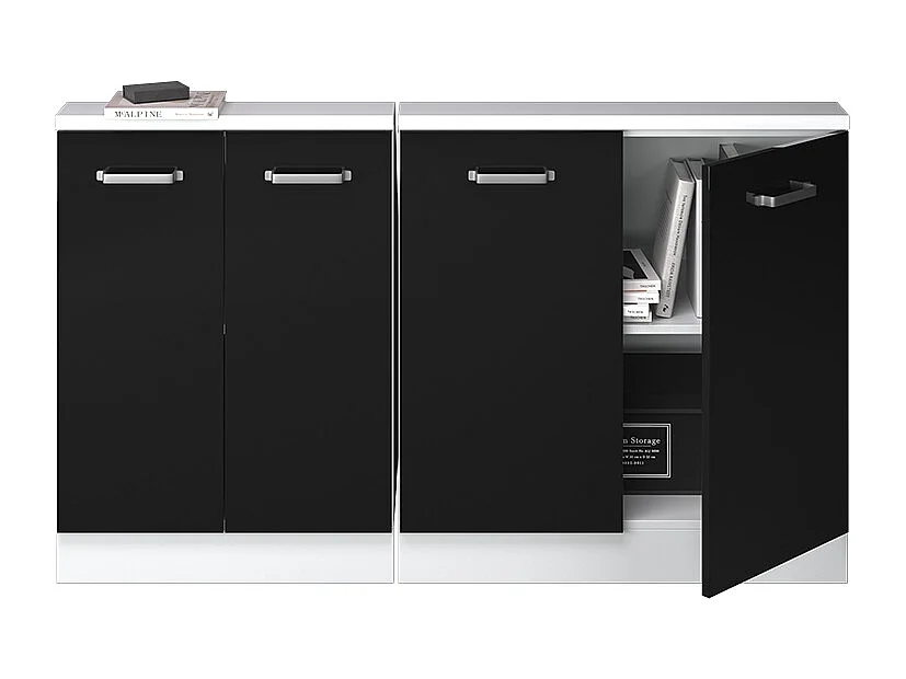 Armario de cocina para techo inclinado negro brillo intenso 140x46x81.6 r-line