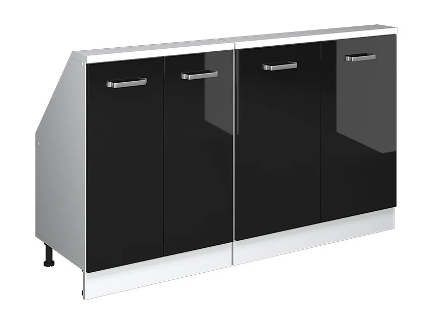 Meuble sous pente noir haute brillance 140x46x81.6 r-line