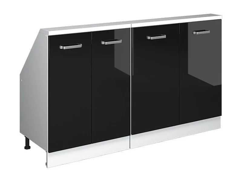 Küchenschrank für Dachschrägen schwarz hochglanz 140x46x81.6 r-line