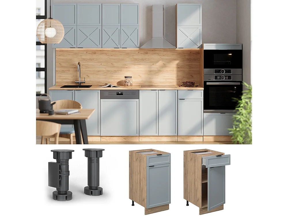 Mobiletto base per cucina blu-grigio chiaro 40x60x82 fame-line