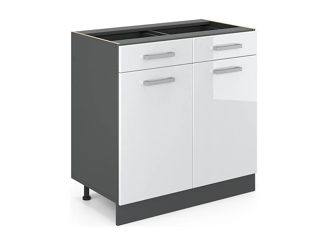 Mobiletto base per cucina bianco lucido 80x46x81.6 r-line