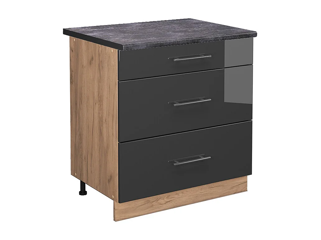 Meuble cuisine anthracite haute brillance 80x60x82 fame-line