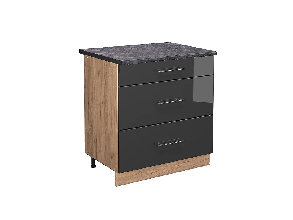 Meuble cuisine anthracite haute brillance 80x60x82 fame-line