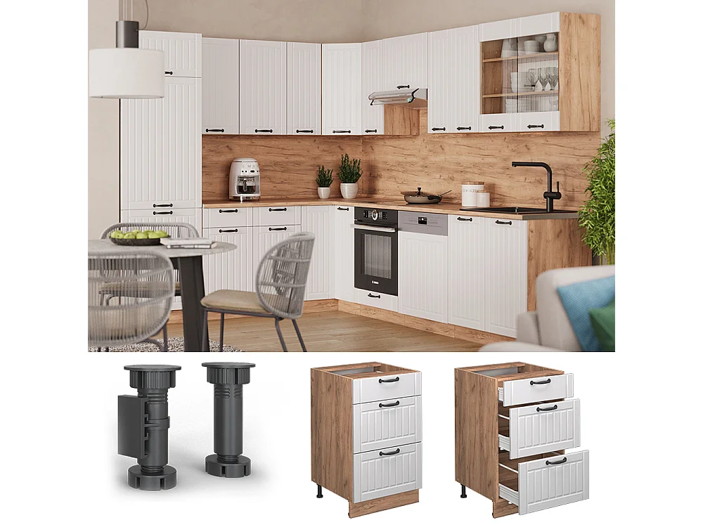 Meuble cuisine blanc campagne 50x51.6x82 fame-line