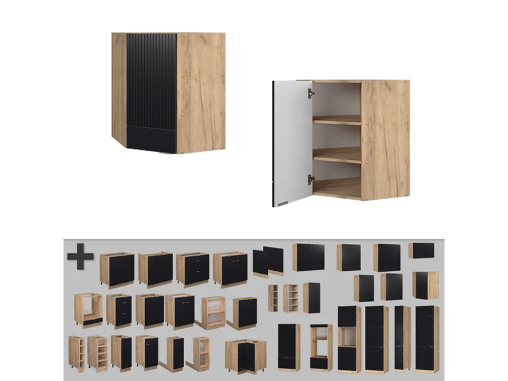 Armario colgante de esquina rayas negras 57x34.1x72 fame-line