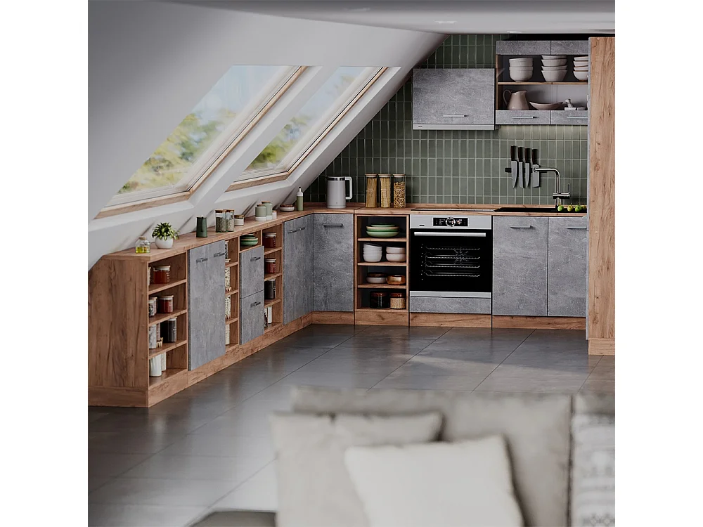 Kitchen cabinet for sloping roofs concrete 60x46x81.6 r-line