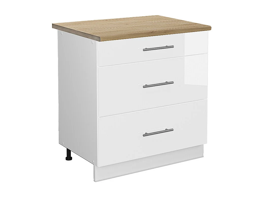 Meuble cuisine blanc haute brillance 80x60x82 fame-line