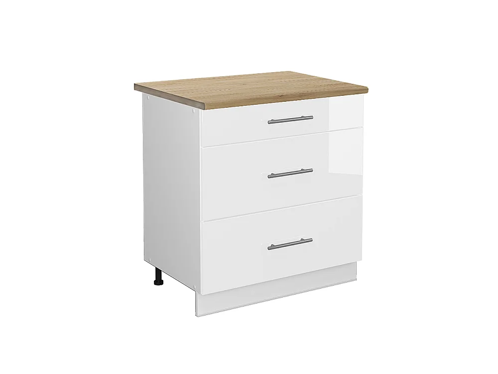 Meuble cuisine blanc haute brillance 80x60x82 fame-line