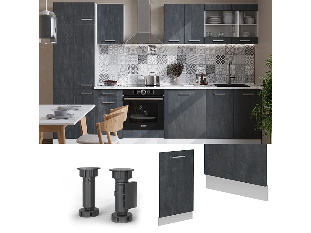 Pannello frontale della lavastoviglie calcestruzzo nero 45x1.6x81.8 r-line