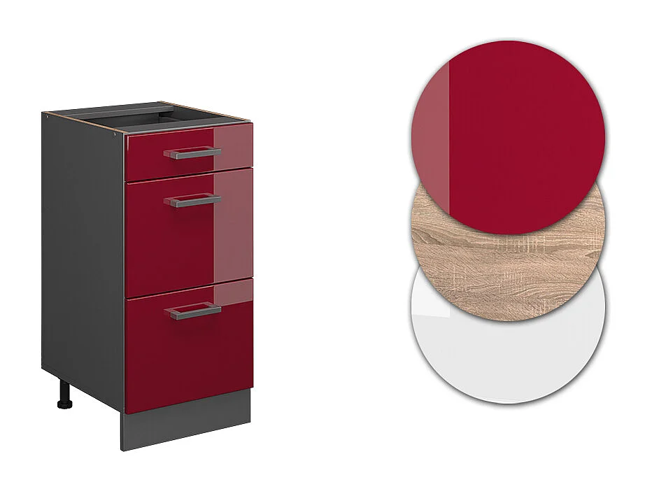 Meuble cuisine rouge brillant 40x46x81.6 r-line