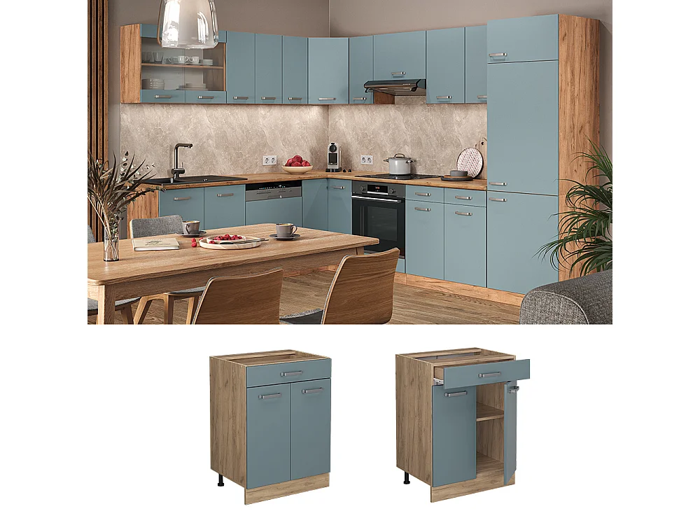 Meuble cuisine bleu-gris 60x60x81.6 r-line